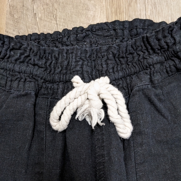 Roxy Black Flax Linen Blend Stretch Waist Pants Flared - Picture 9 of 11